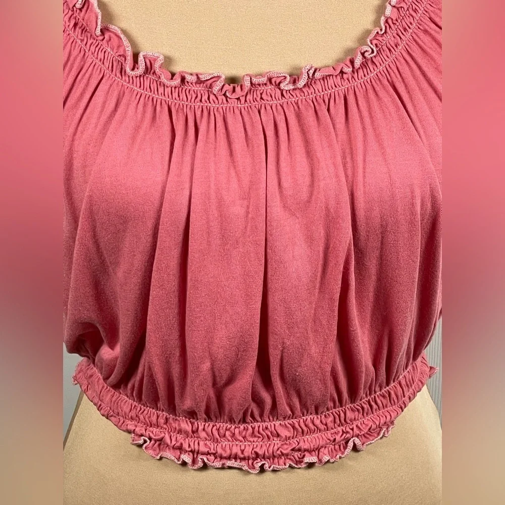 Reformation Pink 100% Tencel Smocked Off Shoulder Peasant Top Size XS